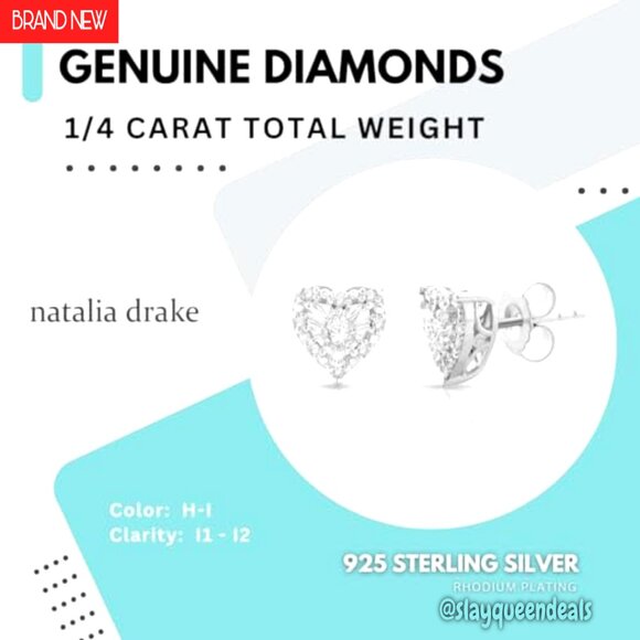 1/4 Cttw Diamond Heart Stud Earrings in Sterling Silver - Picture 7 of 8